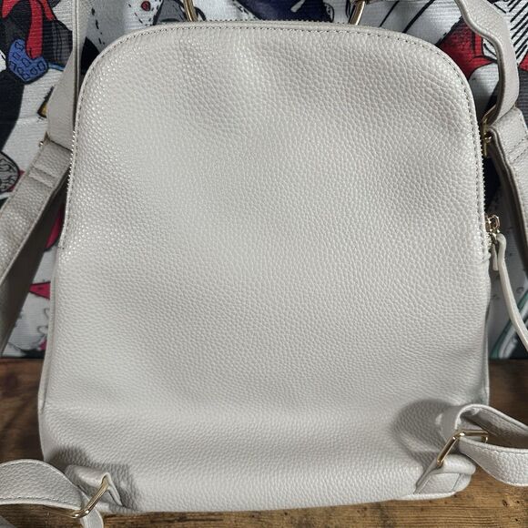 Crossi Bow Backpack White Gray Gold Seafoam Adjustable Straps Zipper Pockets - Picture 8 of 8
